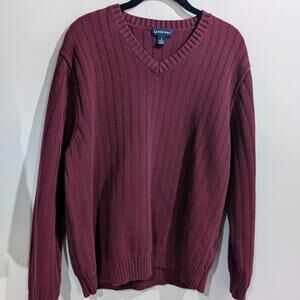 Lands' End burgundy knit sweater Size L
